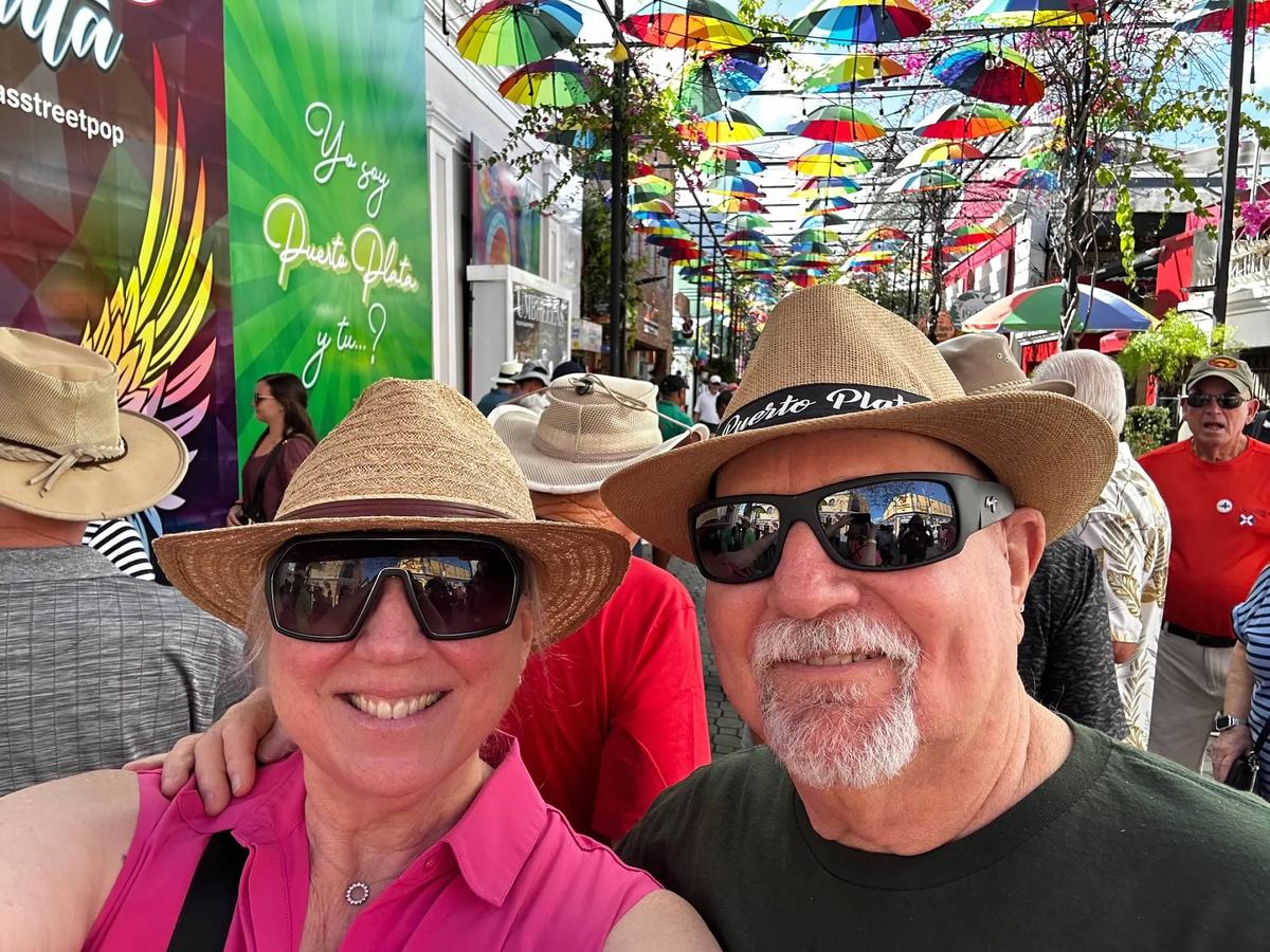 Marie and her husband exploring Puerto Plata, Dominican Republic.