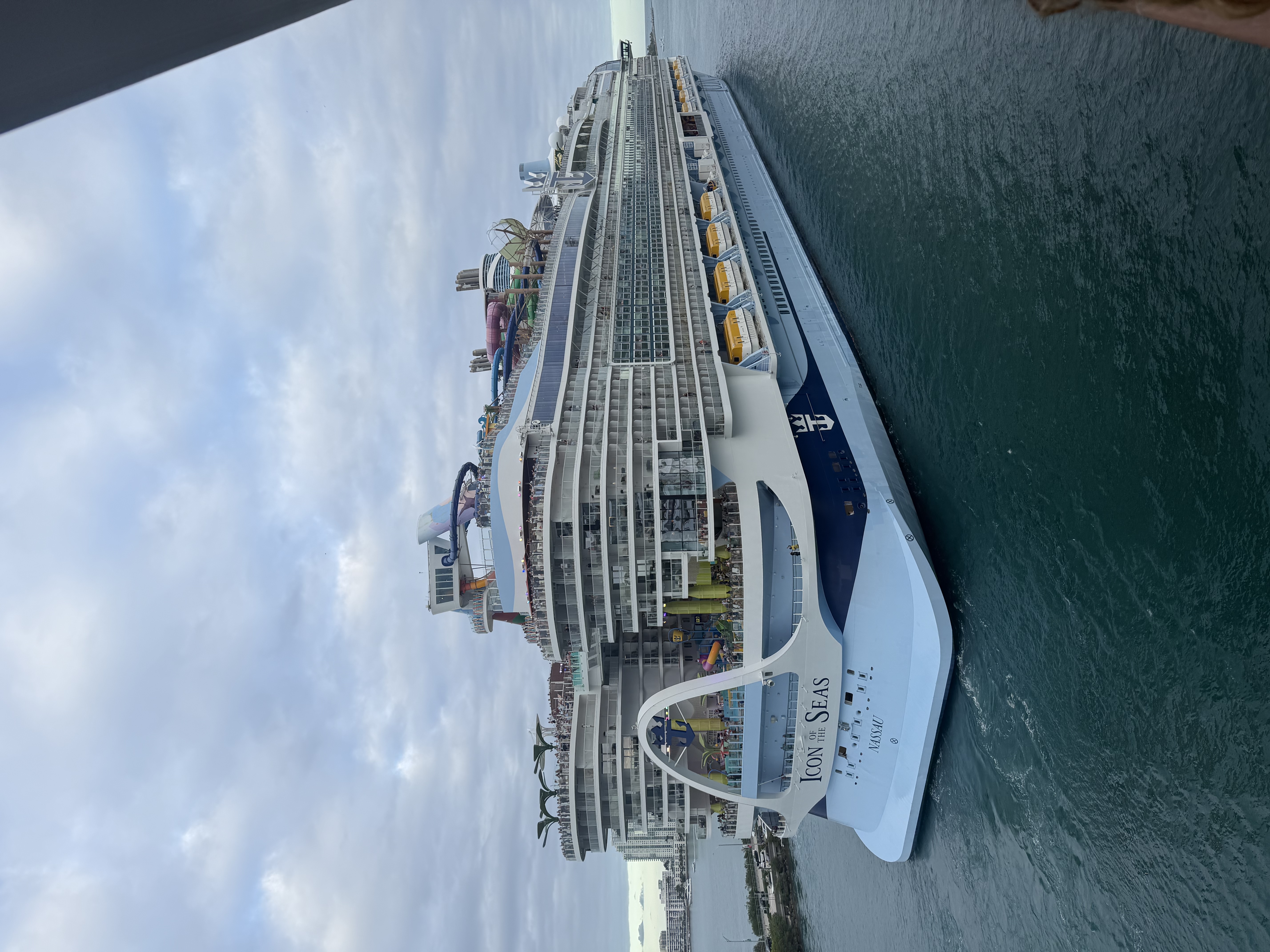 Icon of the Seas cruise ship departing Nassau, Bahamas.